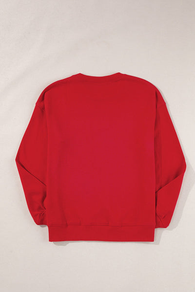 Women's Red Sequin Christmas Tree Graphic Sweatshirt for Women