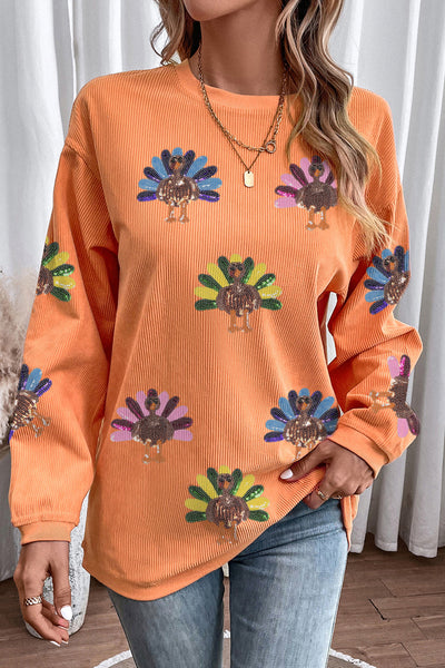 Sequined Turkey Ribbed Corduroy Oversized Sweatshirt with practical styling and dependable silhouette control.