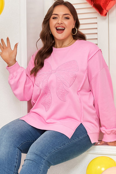 Plus Size Women's Pink Cozy Sweatshirt - Soft Casual Wear for Everyday Comfort and Effortless Style