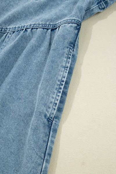 Stylish Women's Blue Denim Mini Dress with Button-Up Front, Casual Summer Essential for Everyday Wear and Outings