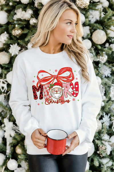 Women's Cozy White Christmas Graphic Sweatshirt - Cute and Festive Holiday Apparel for a Comfortable Winter Look