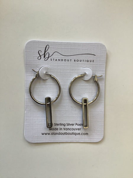Silver Hoops With Dangle Post Earrings - Standout Boutique( Vancouver, BC)