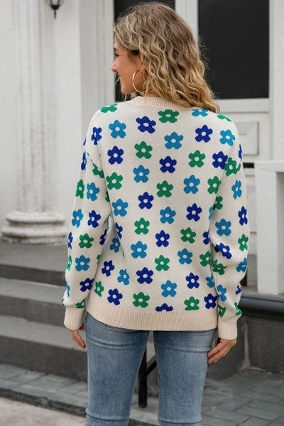 Cozy Pastel Floral Knit Sweater for Women Chic, Stylish Design Perfect for Every Season and Occasion
