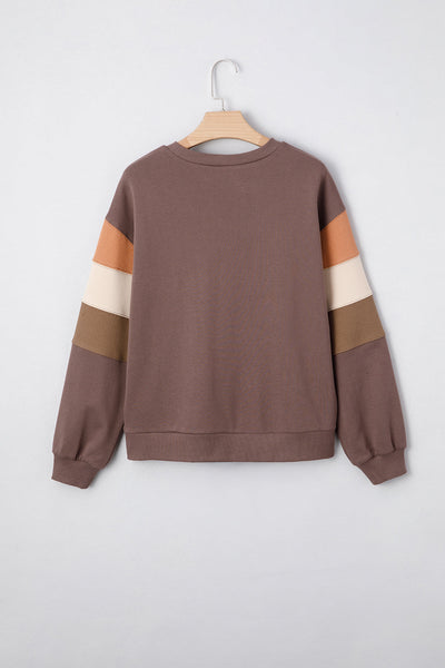 Women's Color Block Pumpkin Sequin Sweatshirt in Dark Khaki
