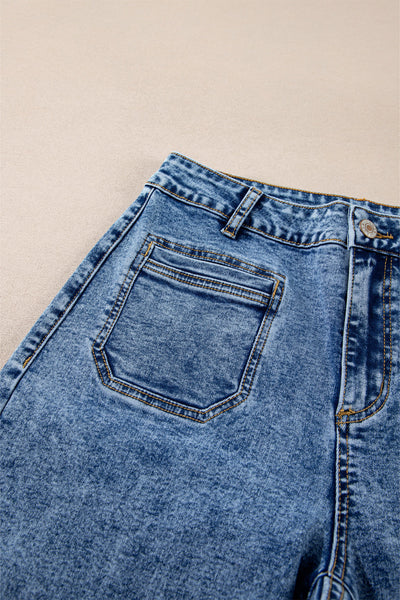 Women's Classic Blue Relaxed Fit Straight Leg Jeans - Trendy, Comfortable Denim for Everyday Wear and Effortless Style