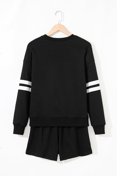 Trendy Women's Varsity Sweatshirt & Shorts Set - Casual, Comfortable Lounge Outfit in Vibrant Colors for Everyday Style
