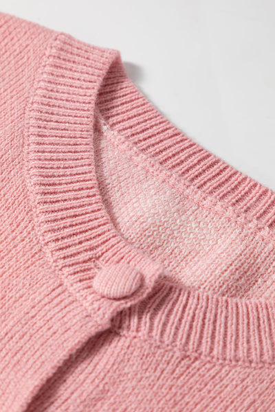 Women's Light Pink Heart Pattern Cardigan Sweater for Women - Cozy Button-Front Knit Layer for Casual Chic Style made for easy styling and wardrobe