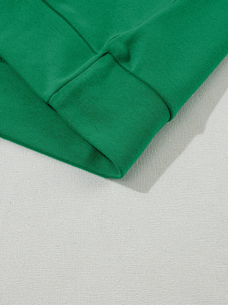 Green Raglan Sleeve Sweatshirt with Round Neck