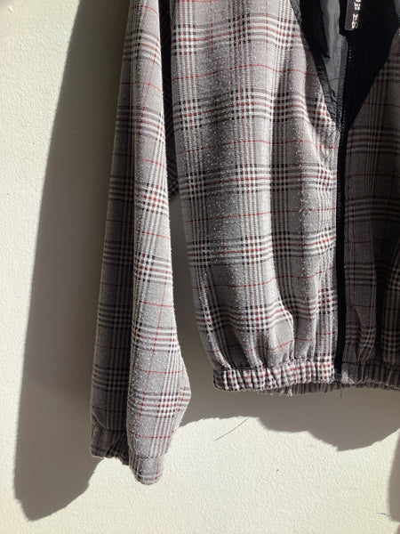 Zara Plaid Bomber Jacket w/ Nylon Collar