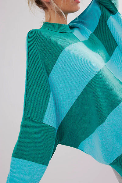 Cozy Oversized Green Checkered Sweater for Women with Side Slits and Drop Shoulders - Casual Chic Style