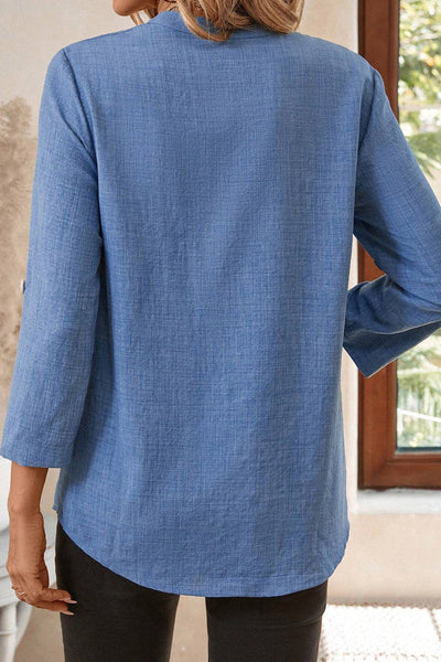 Chic Women's Solid Color Blouse in Soft Fabric - Effortless Style for Casual or Office Wear, Flattering Fit