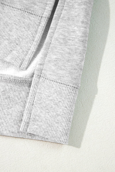 Cozy Women's Gray Two-Tone Patchwork Drop Shoulder Sweatshirt Effortless Casual Style for Everyday Comfort
