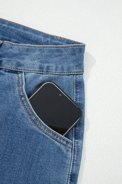 Chic Women's High Waist Blue Jeans - Flattering Fit for Everyday Comfort & Trendy Casual Looks