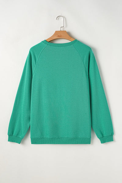 Women's Cozy Mint Green Rainbow Colorblock Striped Pullover Sweatshirt - Stylish Comfort for Casual Outings