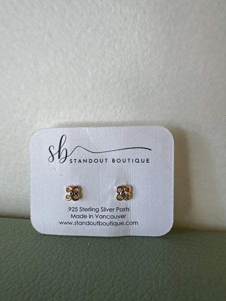 Standout Boutique Gold Flower with Crystals Studs