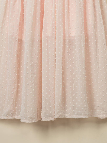 Women's V-Neck Ruffle Sleeve Swiss Dot Midi Dress