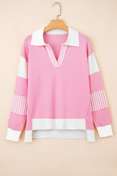 Cozy Women's Color Block Knit Sweater - Casual Chic Fit in Trendy Colors for Everyday Wear