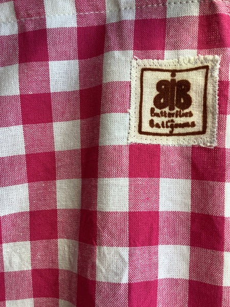 Butterflies in Ballgowns Pink Gingham Short Overalls