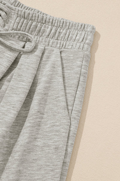Women's Heather Gray Wide-Leg Cotton Blend Drawstring Sweatpants