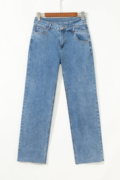 Chic Women's Classic Blue Wide Leg Jeans  Comfortable Fit for Effortless Everyday Style and Versatile Fashion