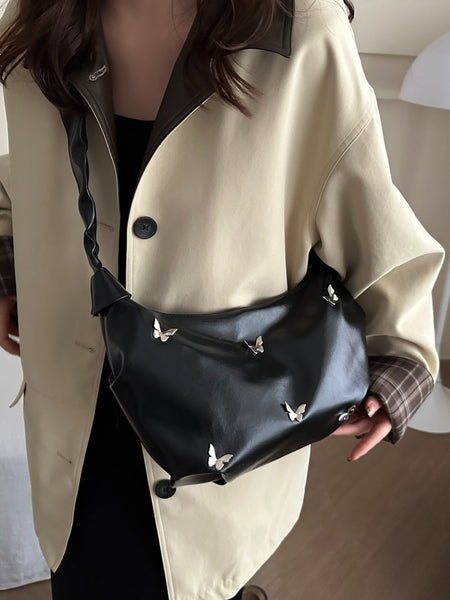 Butterfly Ruched Strap Shoulder Bag