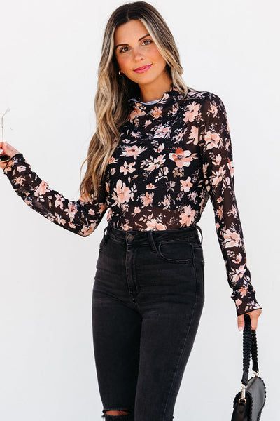 Elegant Black Women's Mesh Long Sleeve Top - Lightweight, Breathable Fit for Casual and Dressy Styles