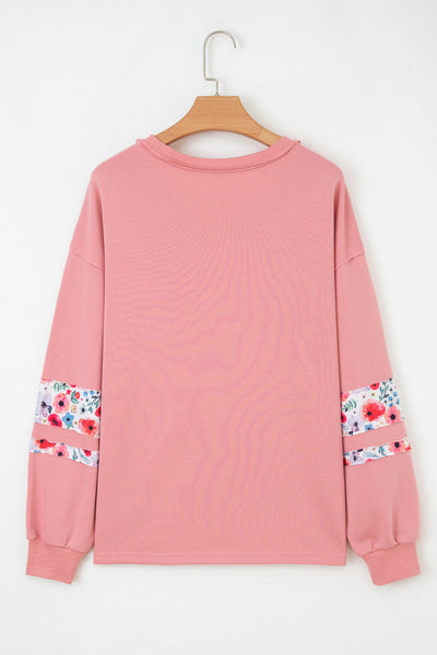 Cozy Floral Patch Women's Sweatshirt - Soft Cotton, Casual Everyday Style with Relaxed Fit for Ultimate Comfort