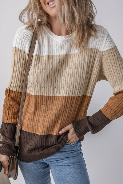 Trendy Women's Colorblock Knit Pullover Sweater - Cozy, Stylish Fit in Beautiful Shades for Effortless Everyday Wear