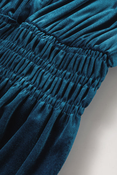 Elegant Deep Blue Velvet T-Shirt Dress for Women, Casual Short Sleeve Fit for Effortless Everyday Style