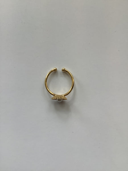Gold Plated Shell+Pearl Ring - Standout Boutique (Vancouver, BC)