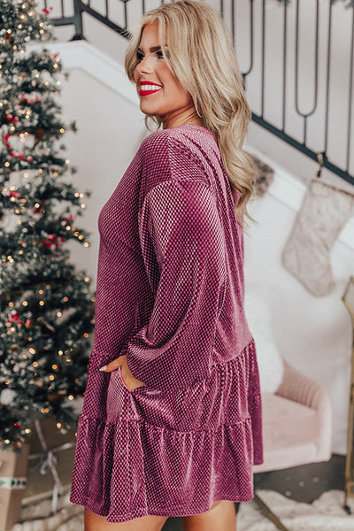 Plus Size Burgundy Velvet Dress for Women - Elegant Party Wear with Flattering Fit and Comfortable Style
