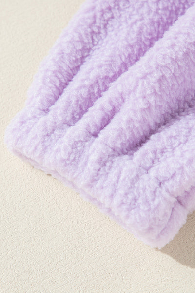 Cozy Women's Lavender Fuzzy Hoodie with Zipped Pockets and Drawstring for Casual Chic Comfort