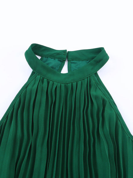 Solid Chic Sleeveless Slanted Shoulder Tie Waist Wide Leg Jumpsuit