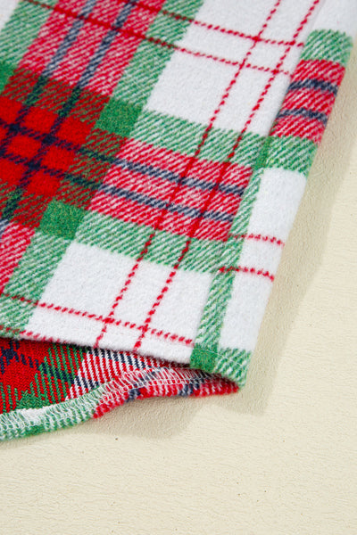 Cozy Women's Red Plaid Flannel Shacket for Holiday Gatherings, Casual Style, Perfect Fit for Christmas Celebrations