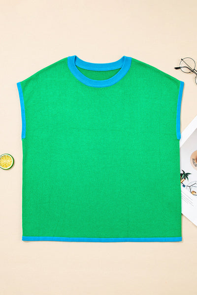 Women's Casual Green Short Sleeve Knit Sweater - Comfortable Everyday Top for Effortless Style