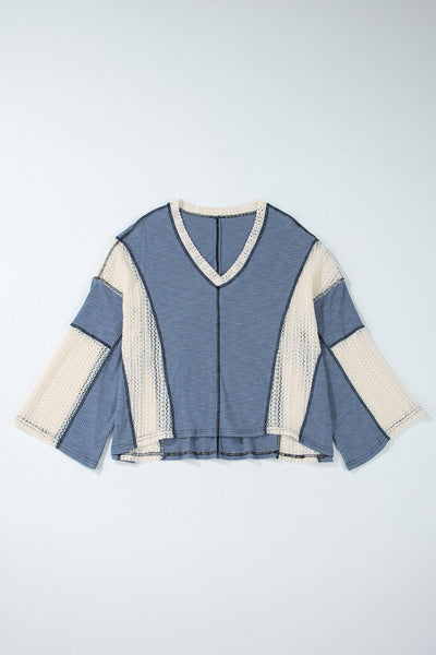 Women's Ashleigh Blue High-Low Crochet Top - Stylish Loose Fit with Exposed Seams for Effortless Comfort