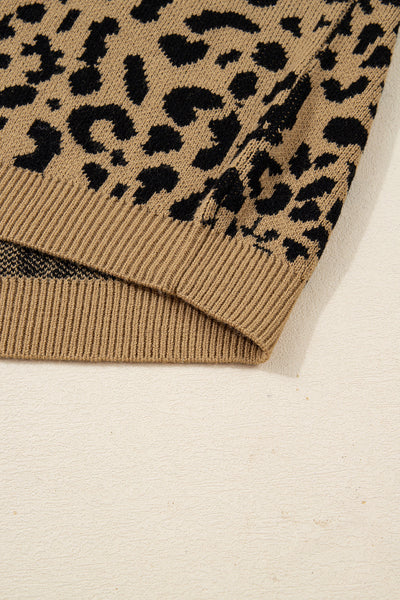 Women's Ribbed Leopard Print Sweater with Drop Shoulders made for easy styling and wardrobe coordination, with premium-like structure and finish.