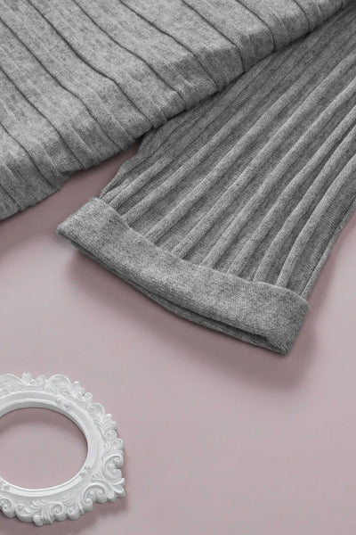 Chic Gray Ribbed Open Front Cardigan for Women - Cozy Knit Layering Essential for Stylish Fall Looks