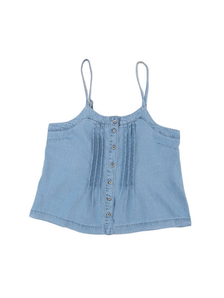 Chic Sky Blue Denim Tank with Button Details