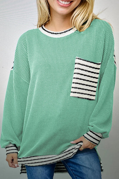 Women's Vibrant Women's Long Sleeve Patchwork Top - Stylish, Comfortable Fit for Casual Everyday Wear