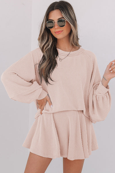 Stylish Women's Soft Ribbed 2-Piece Outfit Set - Comfortable Casual Top and Pants for Trendy Everyday Wear