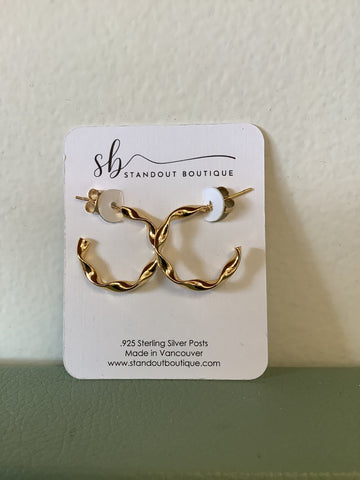 Standout Boutique Gold Twisted Hoops