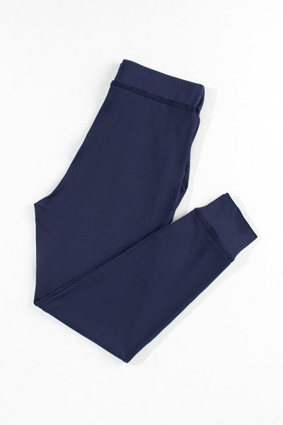 Women's Comfortable Navy Blue Drawstring Joggers with Elastic Waist and Pockets for Casual Everyday Style