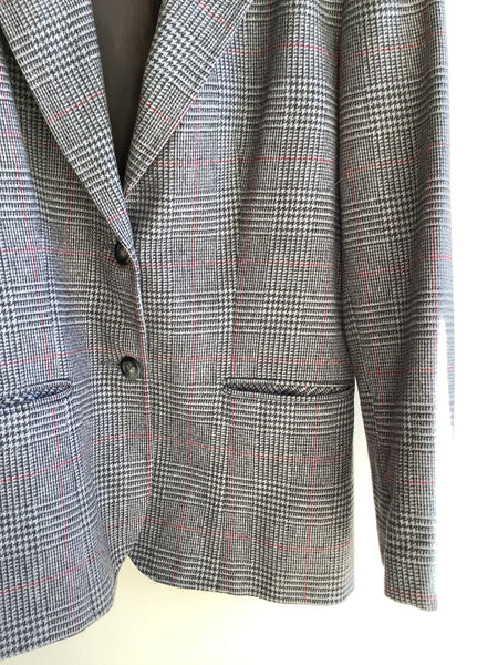 Vintage 80s Wool Glen Plaid Blazer