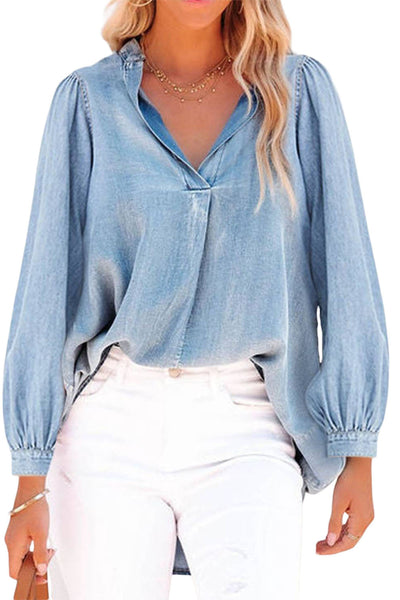 Stylish Single-Breasted Blouses with Ruffled Lapel
