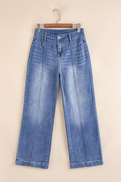Flattering High-Waisted Blue Jeans for Women - Stylish Casual Fit Perfect for Everyday Outings and Effortless Style