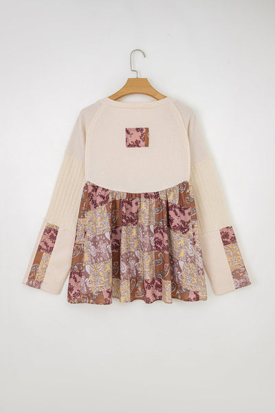 Vibrant Women's Patchwork Long Sleeve Top - Stylish & Comfortable Everyday Wear for a Trendy Look