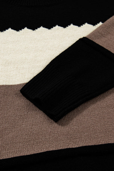 Cozy Women's Color Block Knit Sweater - Stylish Fall and Winter Essential for Effortless Warmth and Comfort