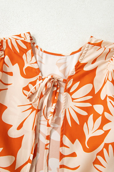 Lightweight Women's Orange Floral Blouse - Stylish Short Sleeve Summer Top with Relaxed Fit for Effortless Comfort