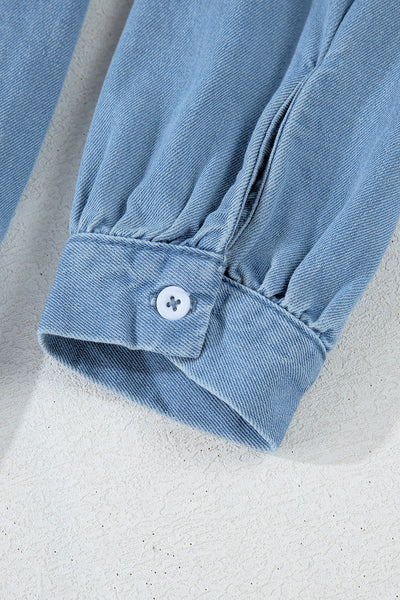 Beau Blue Women's Casual Medium Wash Denim Shirt Dress - Classic Style, Relaxed Fit, Ideal for Any Occasion